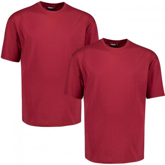Adamo Marlon Comfort fit 2-pack T-shirt Burgundy - T-shirts - Stora T-shirts - 2XL-14XL