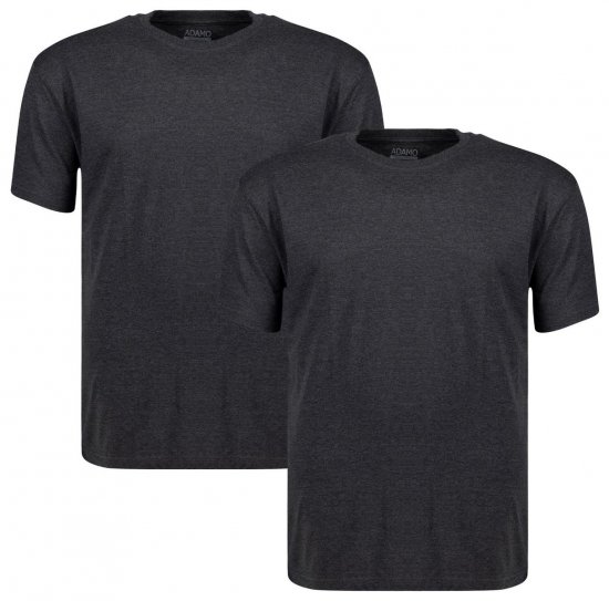Adamo 129420 T-shirt 2-pack Mörkgråmelerad - T-shirts - Stora T-shirts - 2XL-14XL