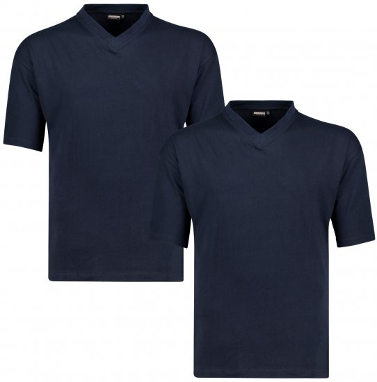 Adamo Maverick Comfort fit 2-pack V-neck T-shirt Navy - T-shirts - Stora T-shirts - 2XL-14XL