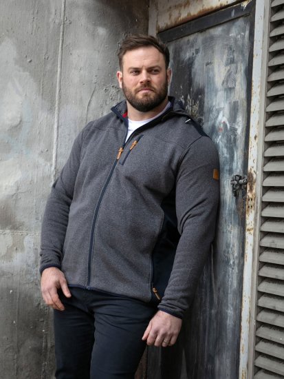 D555 Conrad Detachable Hood Bonded Fleece Zip Through Hoody TALL Mörkblå - TALL tröjor - TALL sweatshirts för långa män
