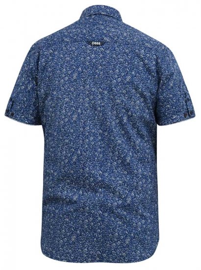 D555 KYLE S/S Micro AO Print Shirt Blue - Skjortor - Stora skjortor - 2XL-8XL