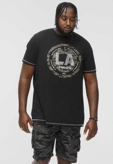 D555 BENNY LA Camo Printed Crew Neck T-Shirt Black - T-shirts - Stora T-shirts - 2XL-14XL