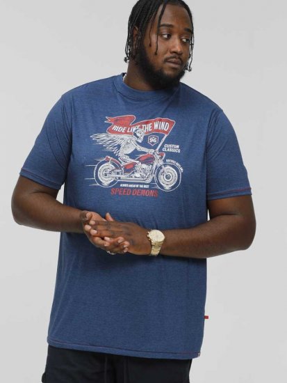 D555 BRADFORD Skeleton Biker Printed T-Shirt Navy - T-shirts - Stora T-shirts - 2XL-14XL