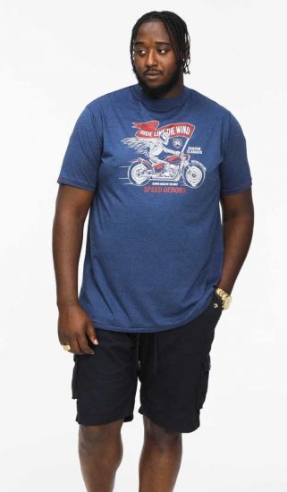 D555 BRADFORD Skeleton Biker Printed T-Shirt Navy - T-shirts - Stora T-shirts - 2XL-14XL