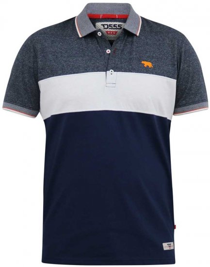 D555 EMERSON Cut And Sew Polo With Jacquard Collar Navy - Pikétröjor - Stora pikétröjor - 2XL-8XL