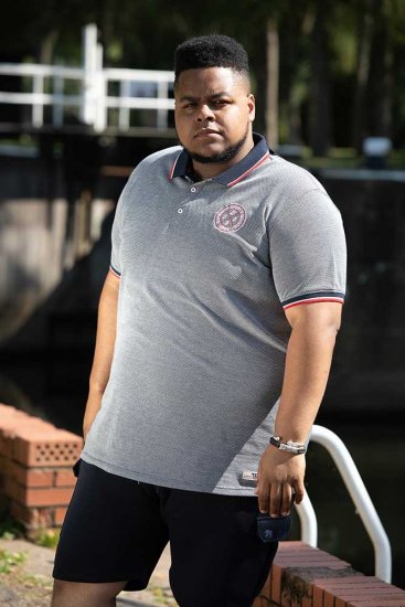 D555 KEMSTON Birds Eye Pique Polo Navy/White - Pikétröjor - Stora pikétröjor - 2XL-8XL