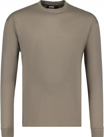 Adamo Floyd Comfort fit Long sleeve T-shirt Khaki - T-shirts - Stora T-shirts - 2XL-14XL