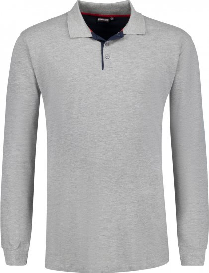 Adamo Peter Comfort fit Long sleeve Polo Grey - Pikétröjor - Stora pikétröjor - 2XL-8XL