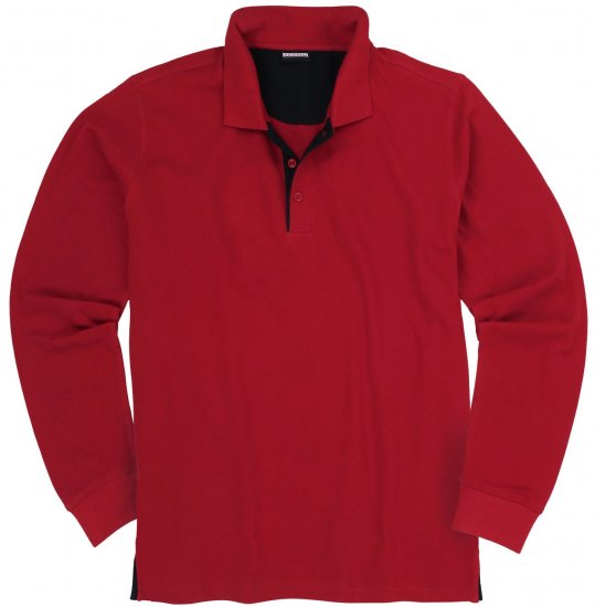 Adamo Peter Comfort fit Long sleeve Polo Red - Pikétröjor - Stora pikétröjor - 2XL-8XL