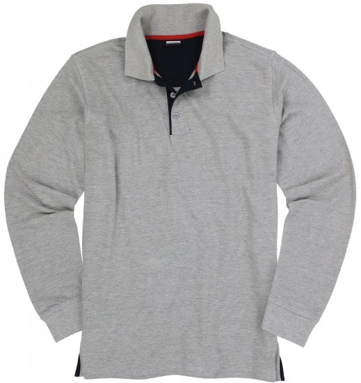 Adamo Peter Comfort fit Long sleeve Polo Grey - Pikétröjor - Stora pikétröjor - 2XL-8XL