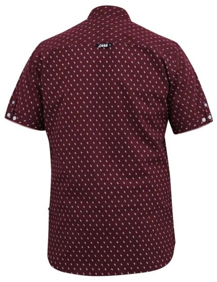 D555 DUNSTABLE S/S Micro AO Print Shirt Burgundy - Skjortor - Stora skjortor - 2XL-8XL