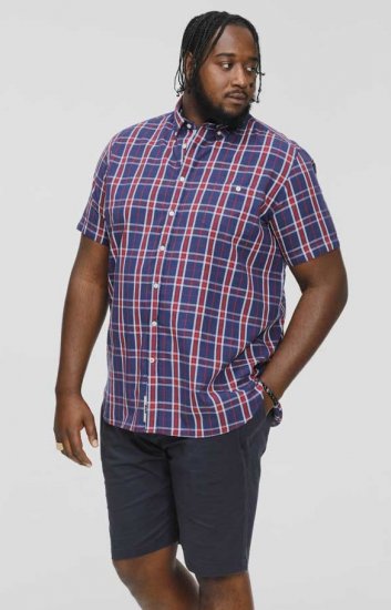 D555 ROYSTON S/S Shirt Navy - Skjortor - Stora skjortor - 2XL-8XL