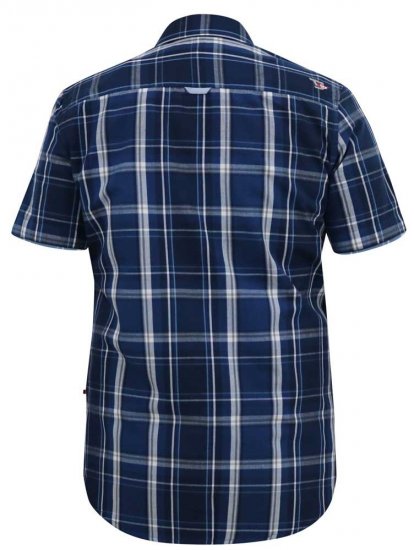D555 HADSTOCK Check Button Down Collar S/S Shirt Navy - Skjortor - Stora skjortor - 2XL-8XL