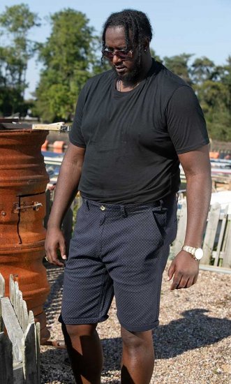 D555 DUDLEY AO Printed Stretch Chino Shorts Navy - Shorts - Stora shorts W40-W60