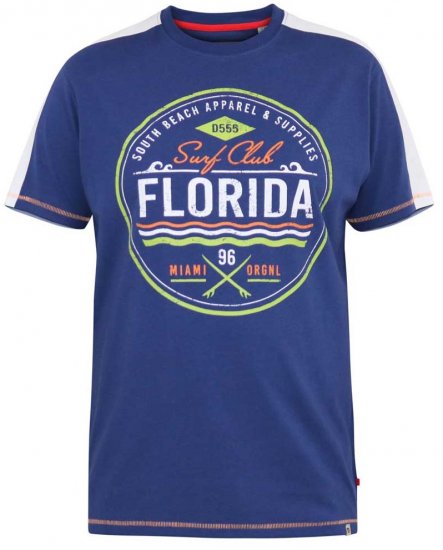 D555 CADMAN Florida Surf Club Printed Crew Neck T-Shirt - T-shirts - Stora T-shirts - 2XL-14XL