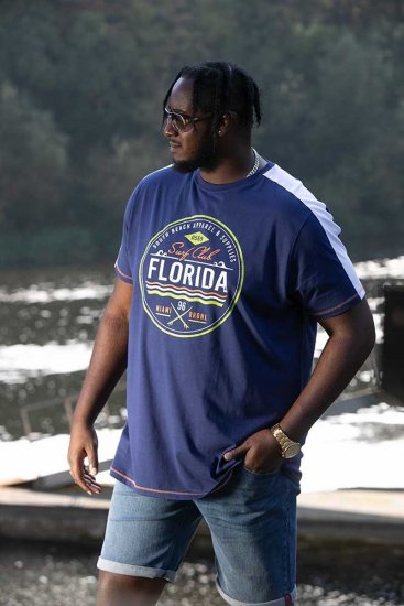 D555 CADMAN Florida Surf Club Printed Crew Neck T-Shirt - T-shirts - Stora T-shirts - 2XL-14XL