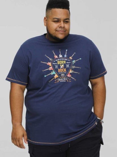 D555 COLIN Born To Rock Printed Crew Neck T-Shirt French Navy - T-shirts - Stora T-shirts - 2XL-14XL