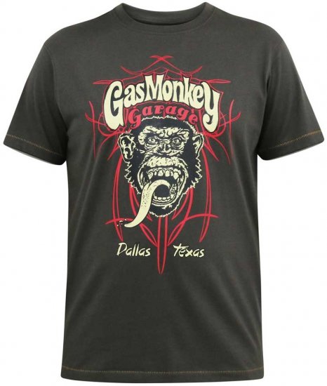 D555 DALLAS Official Gas Monkey Printed Crew Neck T-Shirt Khaki - T-shirts - Stora T-shirts - 2XL-14XL