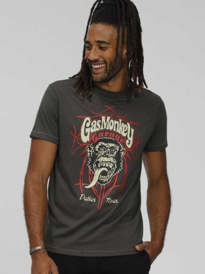 D555 DALLAS Official Gas Monkey Printed Crew Neck T-Shirt Khaki - T-shirts - Stora T-shirts - 2XL-14XL