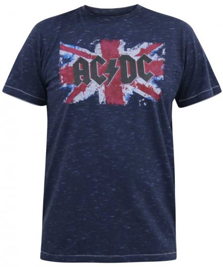 D555 DENNIS Official AC/DC Printed Crew Neck T-Shirt Navy Reno - T-shirts - Stora T-shirts - 2XL-14XL