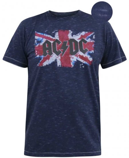 D555 DENNIS Official AC/DC Printed Crew Neck T-Shirt Navy Reno - T-shirts - Stora T-shirts - 2XL-14XL