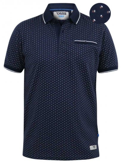 D555 DARWIN AO Printed Polo Shirt Navy - Pikétröjor - Stora pikétröjor - 2XL-8XL