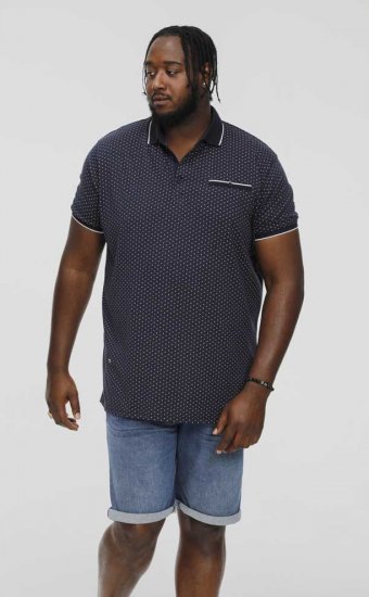 D555 DARWIN AO Printed Polo Shirt Navy - Pikétröjor - Stora pikétröjor - 2XL-8XL