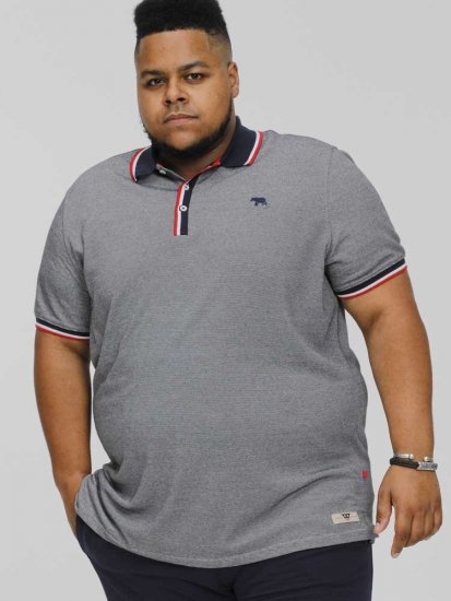 D555 BAYTON 2 Fine Stripe Jersey Polo Grey - Pikétröjor - Stora pikétröjor - 2XL-8XL