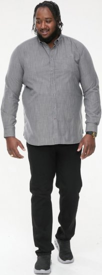 D555 RADCLIFFE Cross Hatch Soft Touch Slub Long Sleeve Shirt With Chest Patch Pocket Charcoal - Skjortor - Stora skjortor - 2XL-8XL