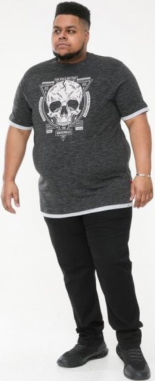 D555 DARREN Skull Printed T-Shirt With Double Layer On Hem & Cuff Black Reno - T-shirts - Stora T-shirts - 2XL-14XL
