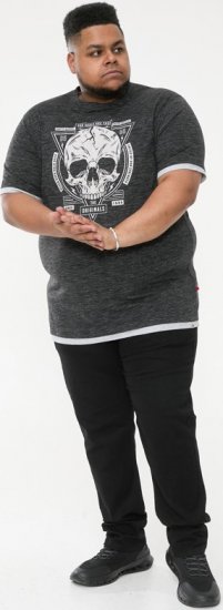 D555 DARREN Skull Printed T-Shirt With Double Layer On Hem & Cuff Black Reno - T-shirts - Stora T-shirts - 2XL-14XL