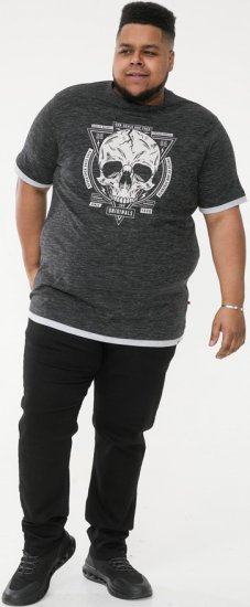 D555 DARREN Skull Printed T-Shirt With Double Layer On Hem & Cuff Black Reno - T-shirts - Stora T-shirts - 2XL-14XL