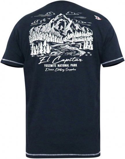 D555 GRAHAM YOSEMITE Chest And Back Printed Crew Neck T-Shirt Navy - T-shirts - Stora T-shirts - 2XL-14XL