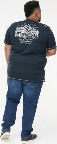 D555 GRAHAM YOSEMITE Chest And Back Printed Crew Neck T-Shirt Navy - T-shirts - Stora T-shirts - 2XL-14XL