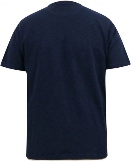 D555 SANDFORD Double Layer On Neck Ribs And Hem Waffle Textured T-Shirt Navy - T-shirts - Stora T-shirts - 2XL-14XL