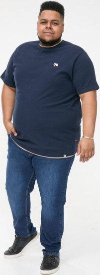D555 SANDFORD Double Layer On Neck Ribs And Hem Waffle Textured T-Shirt Navy - T-shirts - Stora T-shirts - 2XL-14XL