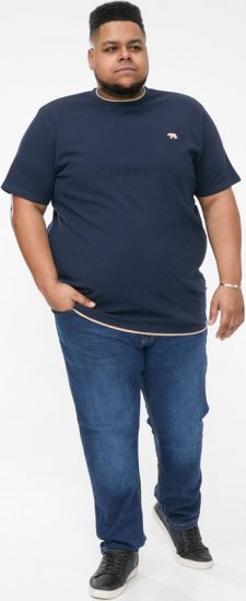 D555 SANDFORD Double Layer On Neck Ribs And Hem Waffle Textured T-Shirt Navy - T-shirts - Stora T-shirts - 2XL-14XL