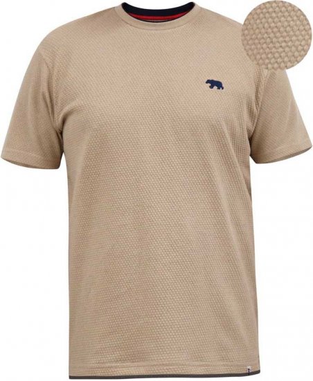 D555 SANDFORD Double Layer On Neck Ribs And Hem Waffle Textured T-Shirt Beige - T-shirts - Stora T-shirts - 2XL-14XL