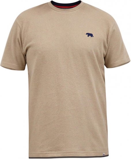 D555 SANDFORD Double Layer On Neck Ribs And Hem Waffle Textured T-Shirt Beige - T-shirts - Stora T-shirts - 2XL-14XL