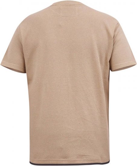 D555 SANDFORD Double Layer On Neck Ribs And Hem Waffle Textured T-Shirt Beige - T-shirts - Stora T-shirts - 2XL-14XL