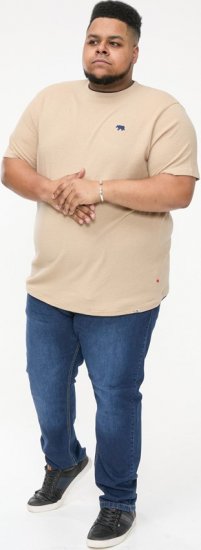 D555 SANDFORD Double Layer On Neck Ribs And Hem Waffle Textured T-Shirt Beige - T-shirts - Stora T-shirts - 2XL-14XL