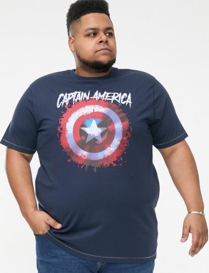 D555 ROGERS Official Captain America Printed T-Shirt Dark Navy - T-shirts - Stora T-shirts - 2XL-14XL