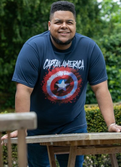 D555 ROGERS Official Captain America Printed T-Shirt Dark Navy - T-shirts - Stora T-shirts - 2XL-14XL