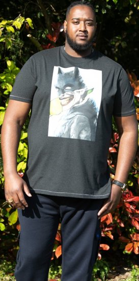 D555 MARTIN Official Batman Printed T-Shirt Washed Black - T-shirts - Stora T-shirts - 2XL-14XL