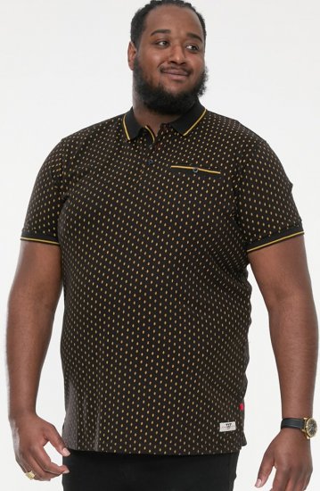 D555 RAUL AOP Jersey Polo With Jacquard Collar, Ribs And Chest Pocket Black - Pikétröjor - Stora pikétröjor - 2XL-8XL