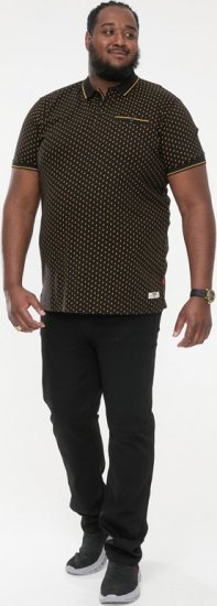 D555 RAUL AOP Jersey Polo With Jacquard Collar, Ribs And Chest Pocket Black - Pikétröjor - Stora pikétröjor - 2XL-8XL
