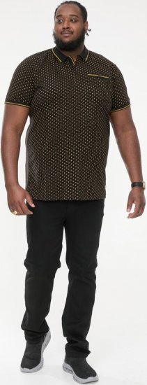 D555 RAUL AOP Jersey Polo With Jacquard Collar, Ribs And Chest Pocket Black - Pikétröjor - Stora pikétröjor - 2XL-8XL