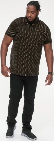 D555 RAUL AOP Jersey Polo With Jacquard Collar, Ribs And Chest Pocket Black - Pikétröjor - Stora pikétröjor - 2XL-8XL