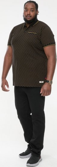 D555 RAUL AOP Jersey Polo With Jacquard Collar, Ribs And Chest Pocket Black - Pikétröjor - Stora pikétröjor - 2XL-8XL