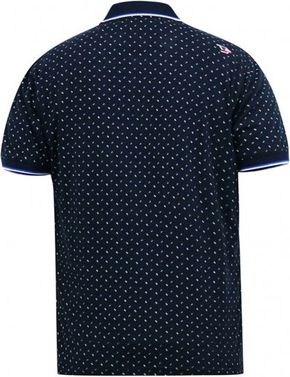 D555 OAKLEY AOP Jersey Polo With Jacquard Collar, Ribs And Chest Pocket Navy - Pikétröjor - Stora pikétröjor - 2XL-8XL